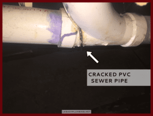 Cracked PVC Sewer Pipe