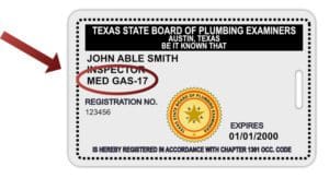 Texas Plumbing Endorsement Card
