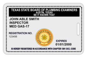 Texas Plumbing Inspector Card