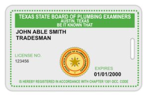 Texas Plumbing Tradesman Card